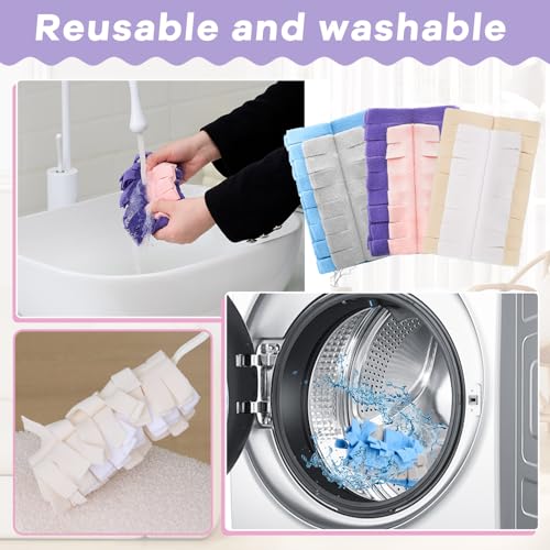 Image of Zubebe 3 Pcs Reusable Duster Refills Fleece,Classic Color | Soft Polyester Fiber Flat Duster Refill Multi Surface Washable Cleaning Pad Tools for Home, Blinds, Car, Pet, Furniture, Fans