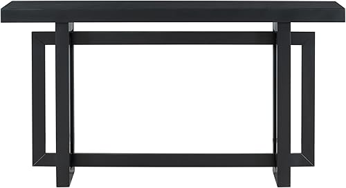 Miniatura 5 de Moderna mesa de consola para sofá con parte superior de hormigón de inspiración industrial, mesa de entrada de madera maciza de 59 pulgadas de largo