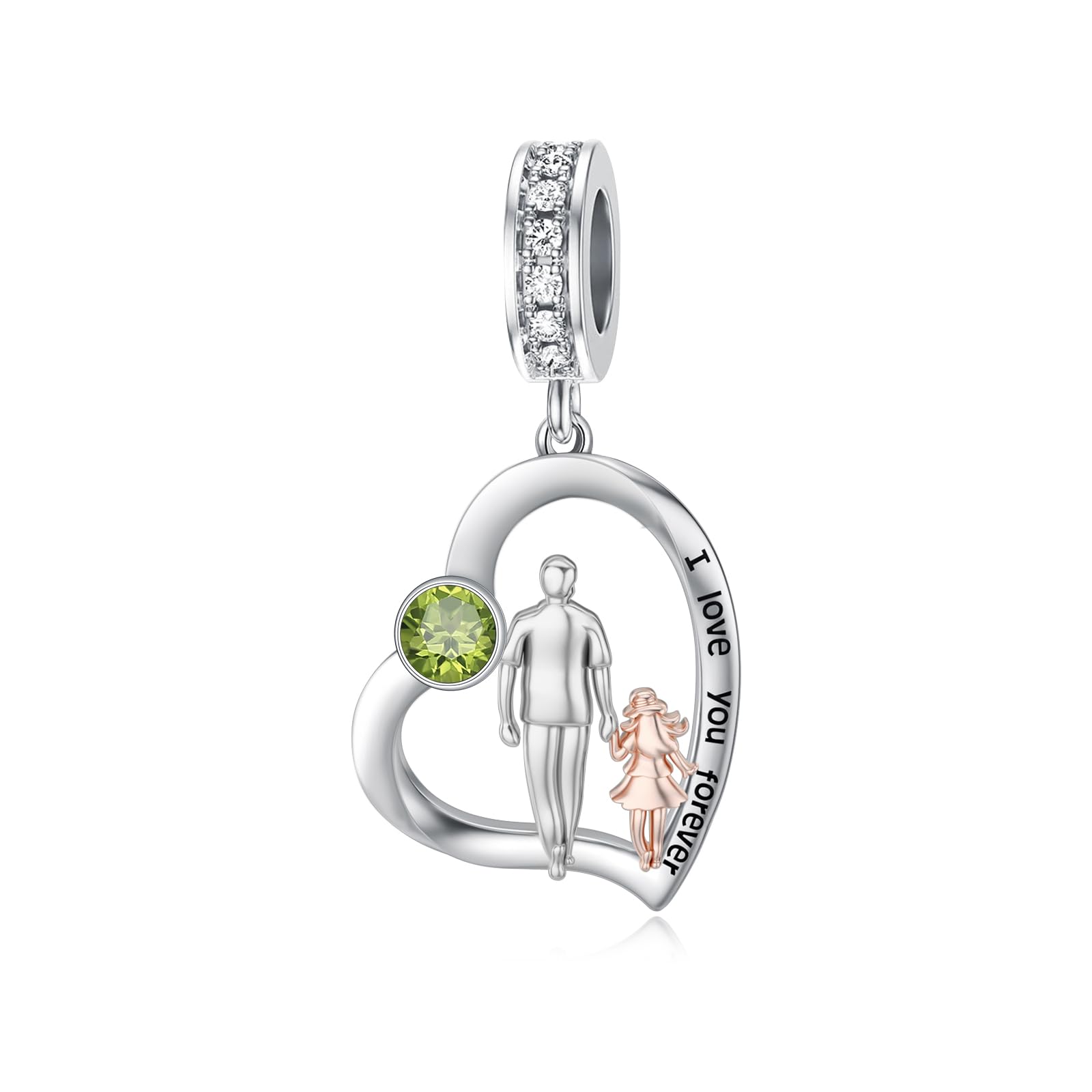 PROESS Father Mother Daughter Charm fit Charms Bracelet Sterling Silver Charms for Bracelets Birthday Valentines Day Gifts for Daughter Mother Lover
