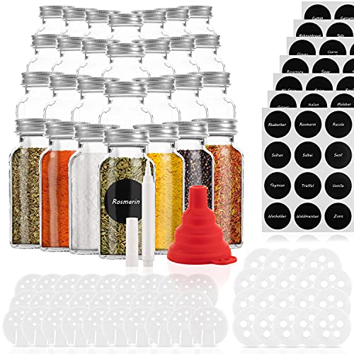 28 Pot epices pour une conservation facile des épices - Pot a epices grâce à une très grande contenance de 170ml, idéal pour les recharges - 42 saupoudreuses en 2 formes pour un dosage facile