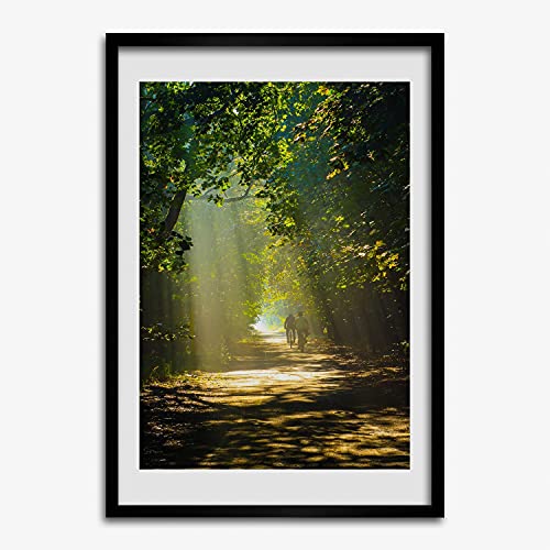 Peinture moderne forêt sous cadre MDF 50x70 de finition supérieure