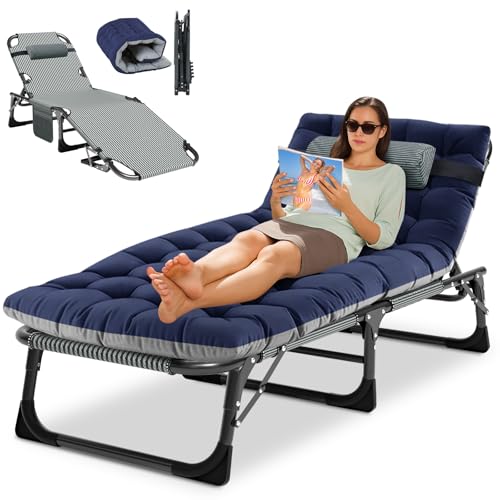 Obqer Folding Lounger, 200KG Belastbarkeit Klappbett Gästebett...