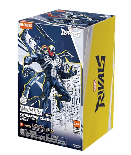 Image of BLOKEES Champion Class - Marvel Rivals - Venom Action Figure - 185 Pieces Model Kit - 6 Inch - 90 Points of Articulation - Assembly Required - No Tools - No Cutting - No Glue - No Paint - Age 14+ | Official Blokees Marvel Rivals Model Kit, 185-Piece Snap-Fit Build, Approx. 5.91 in Tall, Tool-Free Assembly, (185 Pieces)