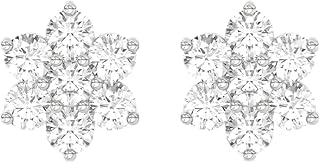 MAIRA Floral 925 Sterling Silver Contemporary Daily Stud Wear Earrings | Rhodium Plated | Hypoallergenic & Nickel Free wit... Price In India