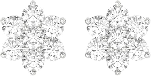 MAIRA Floral 925 Sterling Silver Contemporary Daily Stud Wear Earrings | Rhodium Plated | Hypoallergenic &amp; Nickel Free wit...