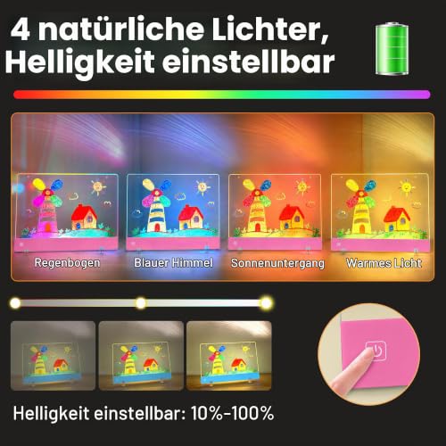 Wiederaufladbare LED Zeichenbrett, 35×26 cm Leuchttafel Schreibtafel – Ansicht 3