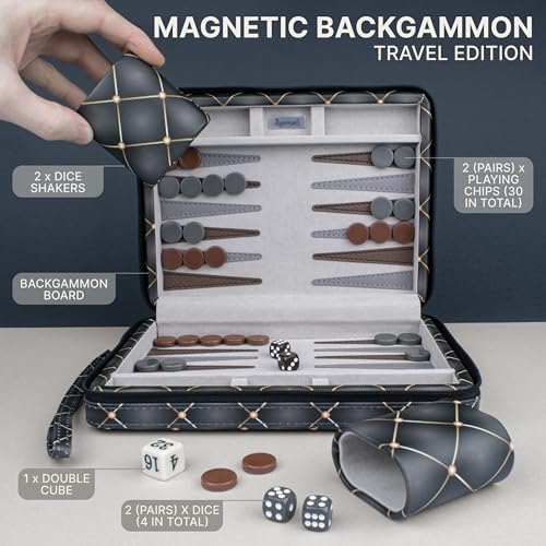 Juego de Backgammon Magnético de Viaje en PU 14" miniatura 2