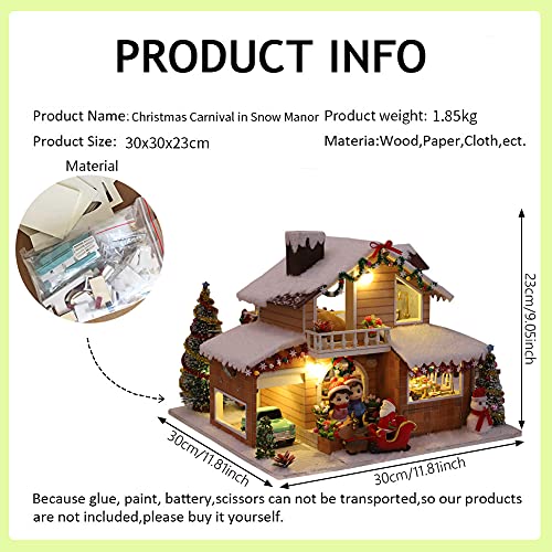 Eis und Schnee Manor 3D Holz Miniatur Puppenhaus Kit Weihnachten Karneval Geschenk DIY Spielzeug Puppenhaus Modell… – Bild 7