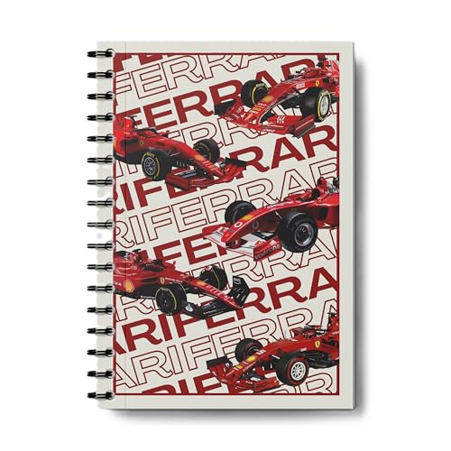 Image of zenithink Ferrari Formula 1 Wiro Journal Notebook | 80 gsm Paper With 350GSM Hard Cover | Unruled | Pages - 160 | A5 Size | Wiro Binding | Versatile for School, Home & Office