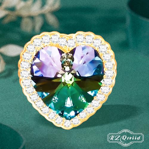 Image of Brooches For Women,14k Gold Plated Copper,Crystal Brooch,Love Brooch,Heart Brooches,Brooches Pin for Birthday, Christmas,Valentines, Wedding Parties, Anniversaries,Mother's Day