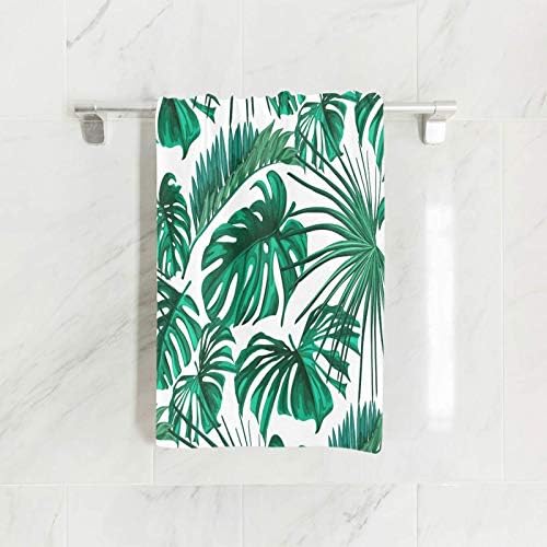 SUABO Palm Tree Leaf Hand Towel Dish Towels Cotton Face Towel 30x15 inch Gym Yoga Towels for Bath Decor