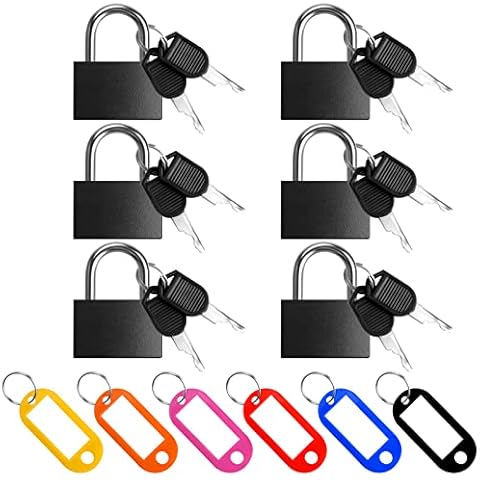 6 PCS Suitcase Locks with Keys Small Padlocks Luggage Locks with Keys Sturdy Portable Luggage Padlocks with Keys with 6 PCS Key Tags for Outdoor Travel School Gym Locker(with 12 Keys) Cover