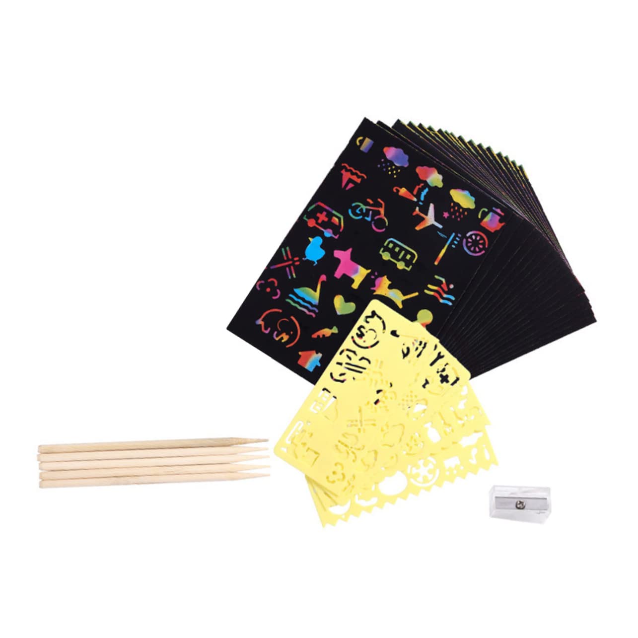 NAMOARLY Thick Hand-Painted Scratch Cards Children's DIY Scratch Painting Toy Art Craft Kit for Boys and Girls