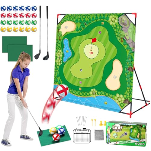 Battle Golf Chipping Game, Double-Sided Sticky Golf Pro Battle Mat with 24 Sticky Balls, Sports Activities Putting Practice Toy for Adult Kids Outdoor Indoor