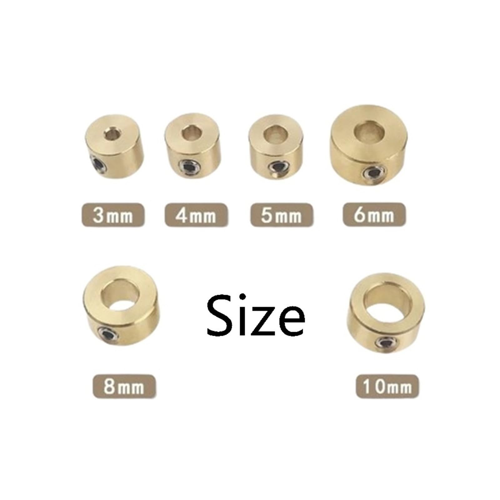 Lot de 6 Colliers d'arrêt en Laiton, bagues de Profondeur Fendues, clé hexagonale for forets de 3 mm, 4 mm et 5 mm