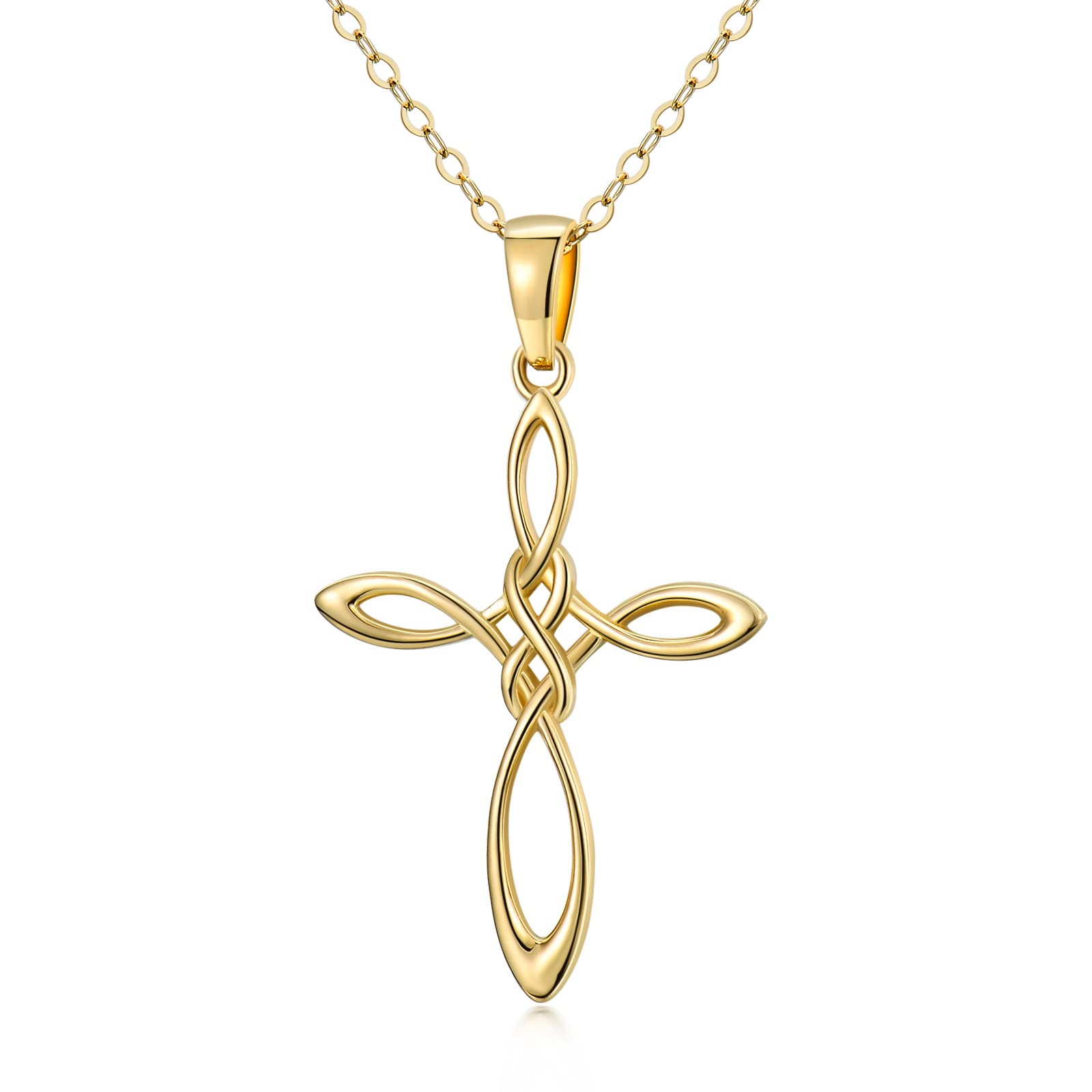 KECHOKECHO Gold Cross Necklace for Women 14k Gold Rose Flower Cross Necklace Fine Gold Religious Cross Pendant Chain Jewelry Christmas Gifts for Women