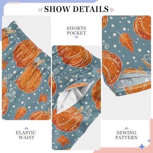 Pumpkins Pajama Pants Orange Blue Pajama Bottoms Soft Sleep Pjs Lounge Pants S4