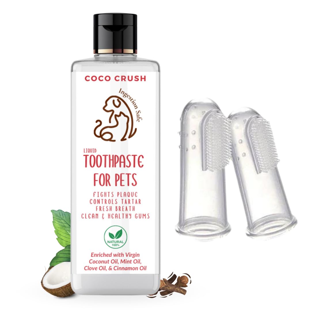 Pet Dental Care Combo - Finger Toothbrush & Natural Toothpaste | Safe for Dogs, Cats, Puppies, Kittens | BPA-Free Brush | 100% Natural (50ml + 2 brush) (B0D8HZQFHS) Amazon Price History, Amazon Price Tracker
