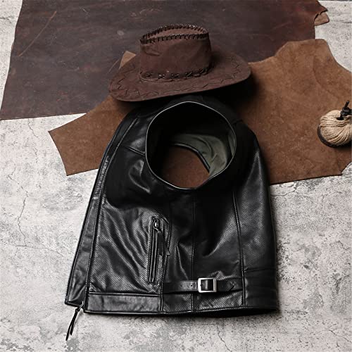 Chaleco de cuero para hombre chaleco de motocicleta sin mangas de piel 2