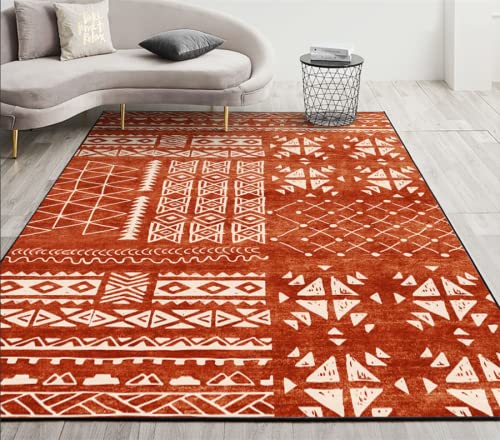 Tapis de salon géométrique orange 200x300cm doux haut de gamme