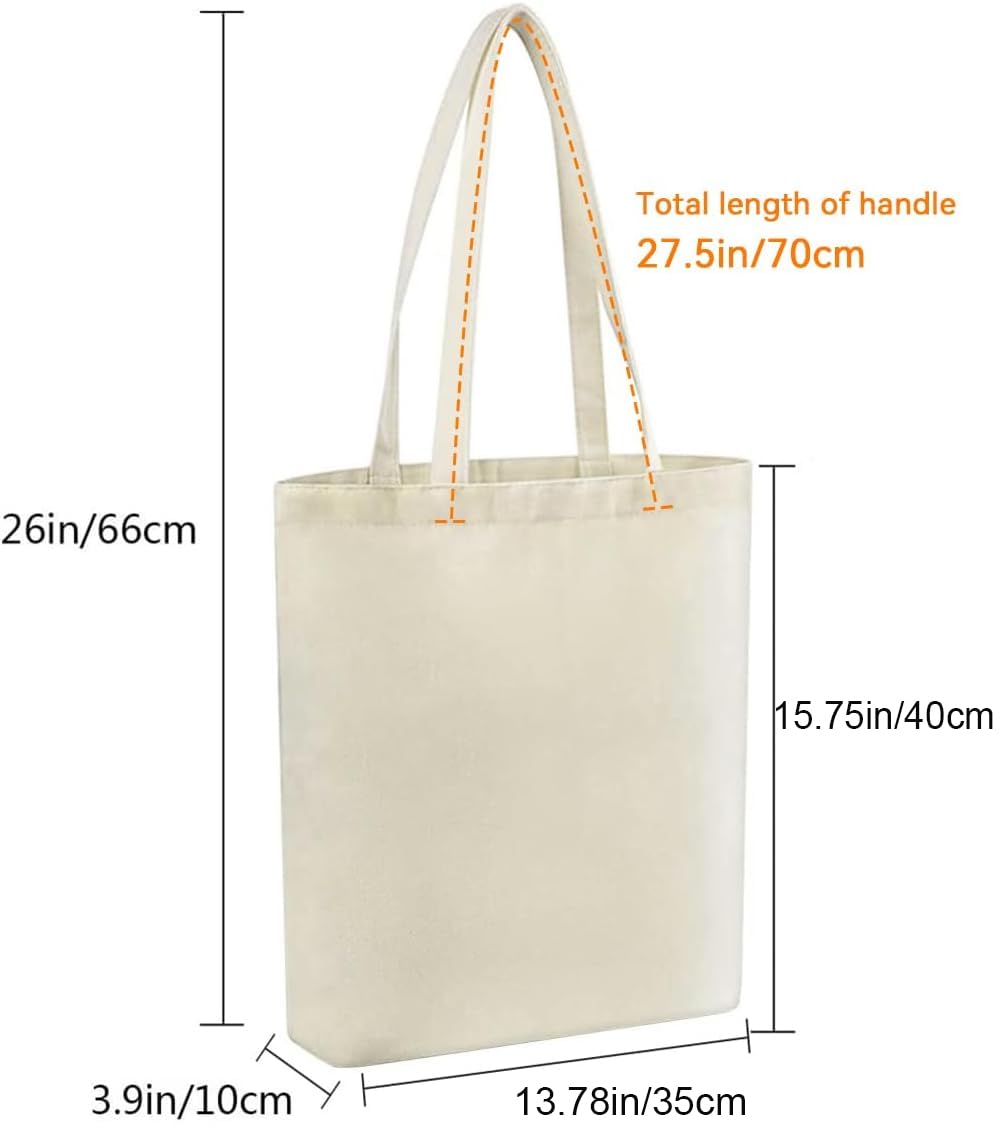 Faylapa Paquete de 3/5/6/12 bolsas de lona, resistentes y reutilizables, bolsas de algodón en blanco de 13.6 x 15.3 pulgadas para bricolaje (5, beige)