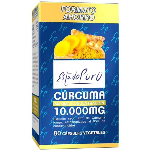 Cúrcuma con Pimienta Negra | Cúrcuma Estado Puro 10000mg | Antiinflamatorio Natural, 25x Veces Más Concentrada, Tres Tipos de Curcumina | 80 Cápsulas de Cúrcuma Tongil (1)