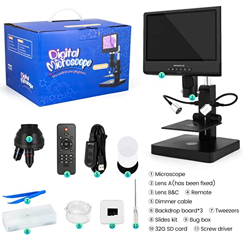 Andonstar Ad249-P 10.1 Inch Digital Microscope, Coin Microscope For Error Coins Whole Coins, 1000X 3 Lens 1080P Fhd Video Record, Biological Microscope Kit For Adults And Kids, Prepred Slides #TOP7