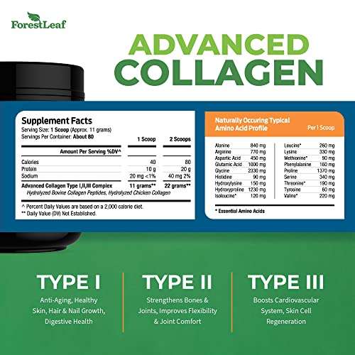 Collagen Peptides Powder Unflavored - Hydrolyzed Collagen Protein Powder Type 1, 2 & 3 - Grass Fed Keto Collagen Powder for Women & Men - Vital Hair, Skin, Nails, Joints, Recovery, 11g Per Serving - Thumbnail 3