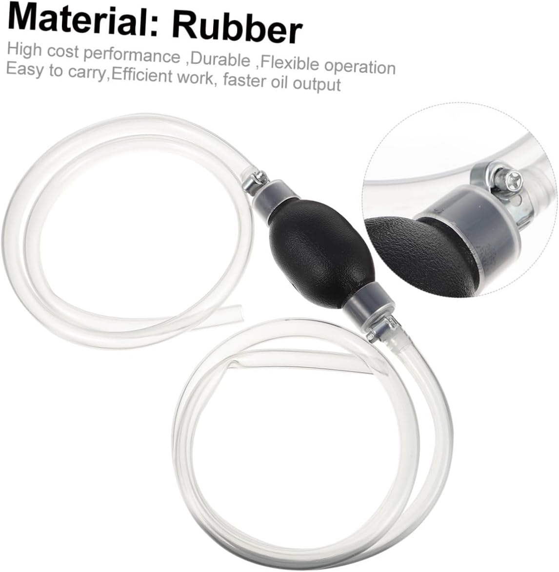 Manual Hand Fuel Pump Rubber Hose Siphon Pump for Gasoline and Oil Transfer Easy Squeeze Handle for Automotive Use