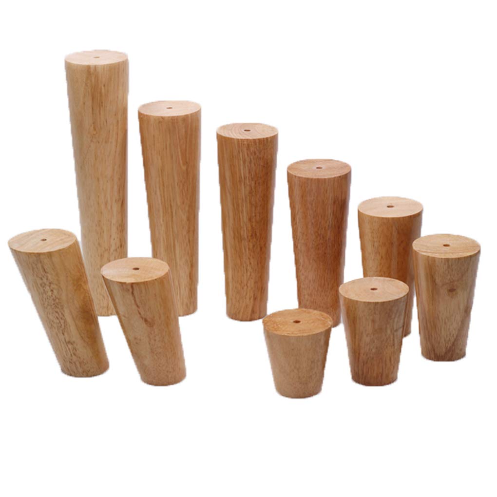4 gambe in legno massello di ricambio coniche per mobili, gambe di ricambio per divano, letto, armadio, sedia, divano, gambe in legno, filettatura M10 (20 cm)
