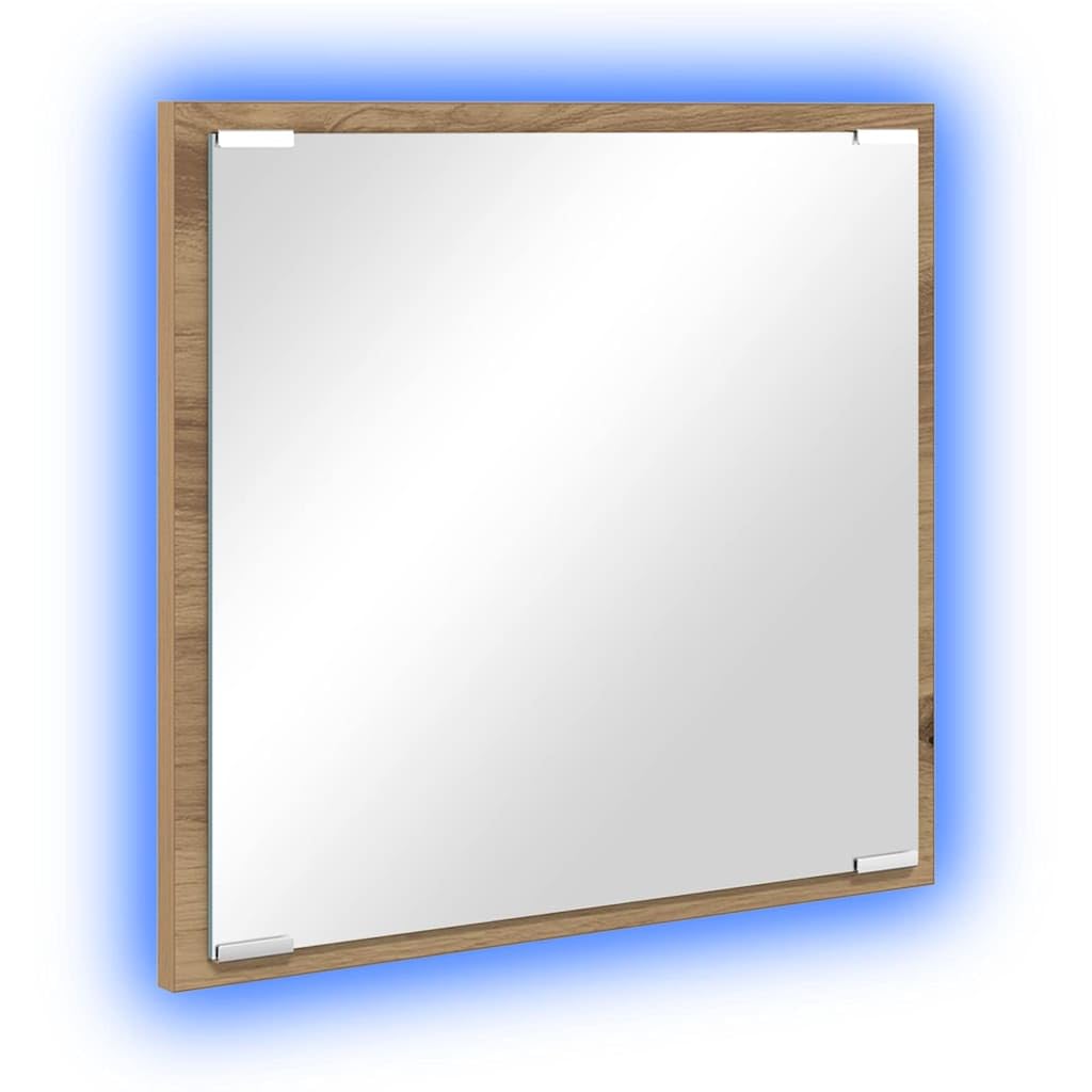 KKgypkn Engineered Wood Frame LED Bathroom Mirror with Multicolor Lights Wall Mounted Rectangular Mirror for Modern Bathroom Decor
