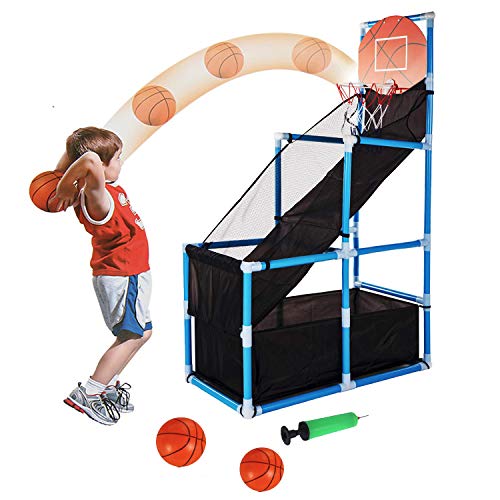 Tuko Toddler Basketball Hoop Arcade Board Game Toy - Kids Toys Outdoor/Indoor Basketball Shooting Training System with Basketball for 3+ Years Old Boy Gift (Basketball Hoop)