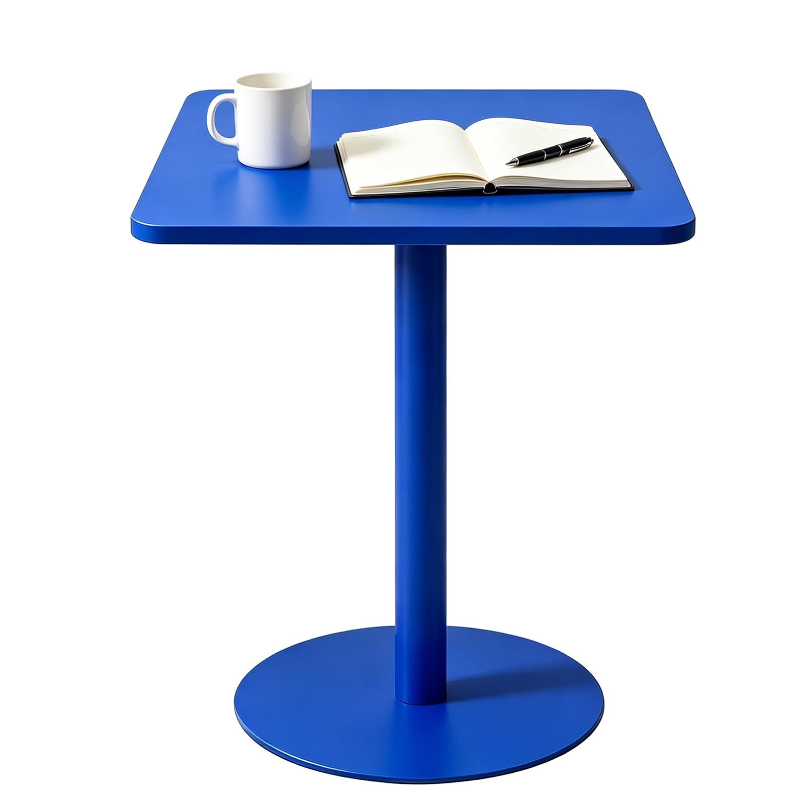 Tavolino Da Caffè Minimalista A Colonna Singola, Tavolino Con Base Rotonda Resistente, Tavolino Da Bistrot Piccolo Compatto Per Piccolo Spazio Interno Appartamento(Klein Blue,60x60x73cm)
