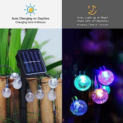 mafiti Solar Fairy Lights,12M/40ft 66LEDs Solar Lights Outdoor Garden with 8 Mode Crystal Balls Garden Lights for Camping Patio Yard Home Christmas Parties Wedding(Multi-Coloured) - Image 2