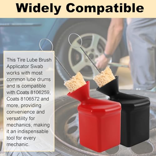 Image of 3 Pack Extra Long Tire Lube Brush Applicator Swab,11.7 inch Length, Handle Tire Lubricant Brush Applicator Swab Set for Changing Tires,Come with Tread Depth Gauge
