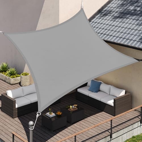 SONGMICS Sonnensegel 3x4m Wasserdicht 665mm Wassersäule Sonnenschutz aus reißfestem Polyester UV-Schutz 93% für Terrasse Garten Balkon Rechteck Seile 2