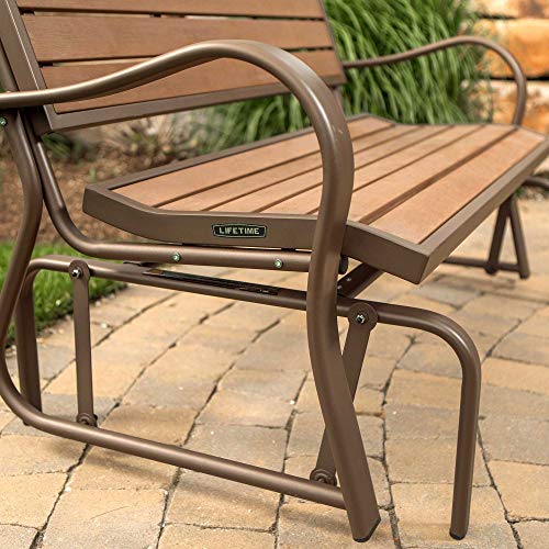 LIFETIME 60290 Wood Alternative Glider Bench, Mocha Brown