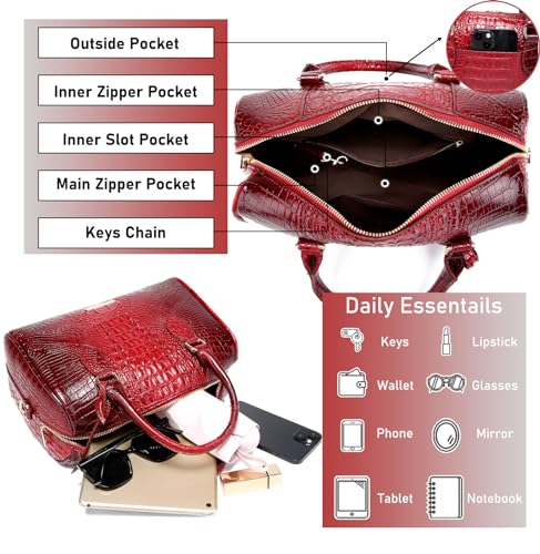 Image of Makcr Joacbv Top-Handle Crocodile Purses For Women Crossbody Leather Bags Trendy Large Capacity Tote with Shoulder Strap