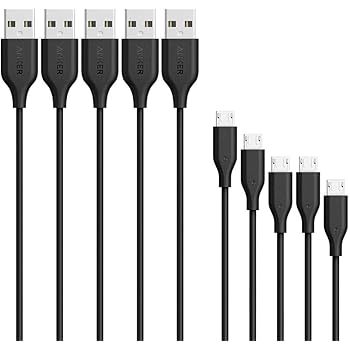 Anker [5-Pack] Powerline Micro USB - Charging Cable [Assorted Lengths] for Samsung, Nexus, LG, Android Smartphones and More (Black)
