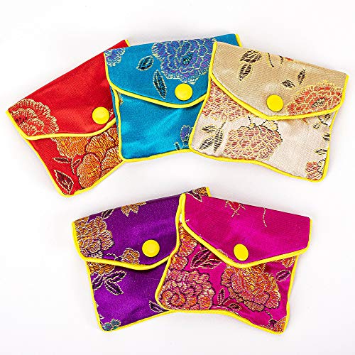 Image of Travel Jewelry Case,Jewelry Silk Purse Pouch Gift Case,Color,Small,15 Pcs