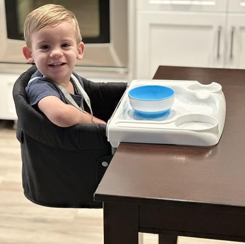 Little One Hook On High Chair With 5-Point Harness And Tray - Portable Baby And Toddler Clip On Feeding Seat For Dining Tables Or Restaurants – Folds Flat For Easy Storage Or Travel (Black) #TOP2