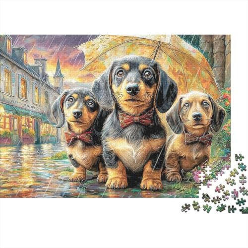 Rompecabezas de 1000 piezas Rainy Dachshund, un excelente regalo para adultos y adolescentes
