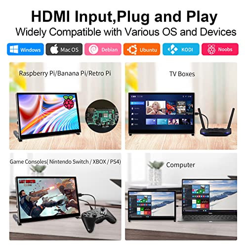 Image of WIMAXIT 10.1 inch Raspberry Pi Touch Screen Portable Monitor, 1024X600 IPS Mini Small HDMI Display for Raspberry Pi 5 4 3 2 Zero B+ Model B Xbox PS4 iOS Windows 7 /8 /10, No Driver Required