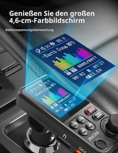 Nulaxy Bluetooth Adapter Auto, Starkes Mikrofon FM Transmitter Auto Bluetooth mit...