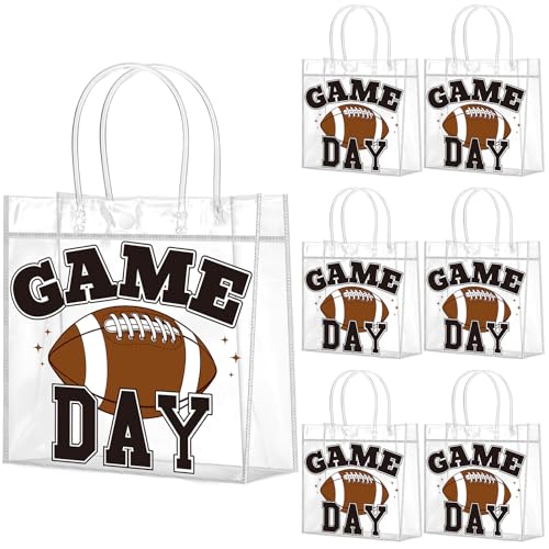 Wesnoy 20 Pcs Football Party Favor Football Goodie Gifts Bags with Handles Reusable Sport Themed Treat Bags for Candy Birthday Party Supplies 8 x 8 x 3.15''
