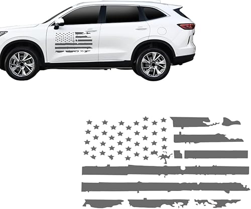 Calcomanía de bandera estadounidense envejecida de 23.6 x 11.8 pulgadas para puerta de automóvil, calcomanía patriótica gráfica de la bandera de