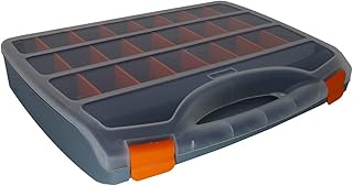 Auniwaig 460mmx360mmx80mm,Component Storage Box PP Electronic Component Containers 24 Compartments with Removable Dividers for Hardware, Screws, Bolts, Nails, Beads, Jewelry 1pcs