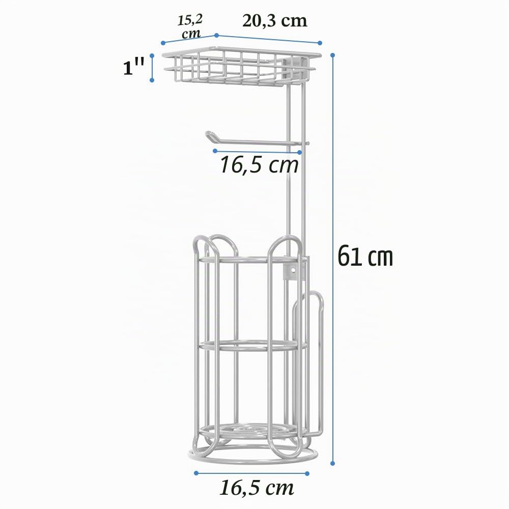 TreeLen Portarrollos de Papel higiénico Independiente con Estante Adicional, Color Plateado (Paquete de 2)
