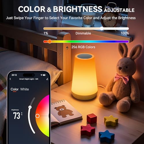Image of Auxmir Smart Night Light, Dimmable Nursery Table Lamp for Baby Work with App /Voice Control, LED Lamp with Music Sync and 100+ Scene Modes, Bedside Timer Lamp for Bedroom Living Room Sleep Aid(Corded)
