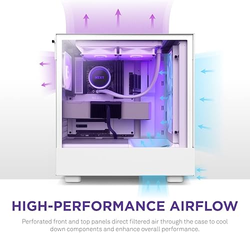 Miniatura 3 de NZXT H5 Flow RGB Estuche compacto ATX para juegos de PC de torre media  Panel frontal perforado de alto flujo de aire  Panel lateral de vidrio